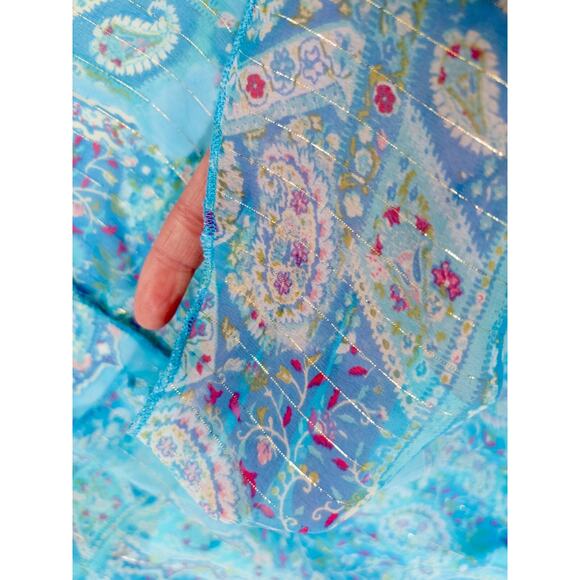 Jordache Babydoll Halter Top Large Festival Paisley Boho Y2K Fairy Forest Mesh - Picture 10 of 10